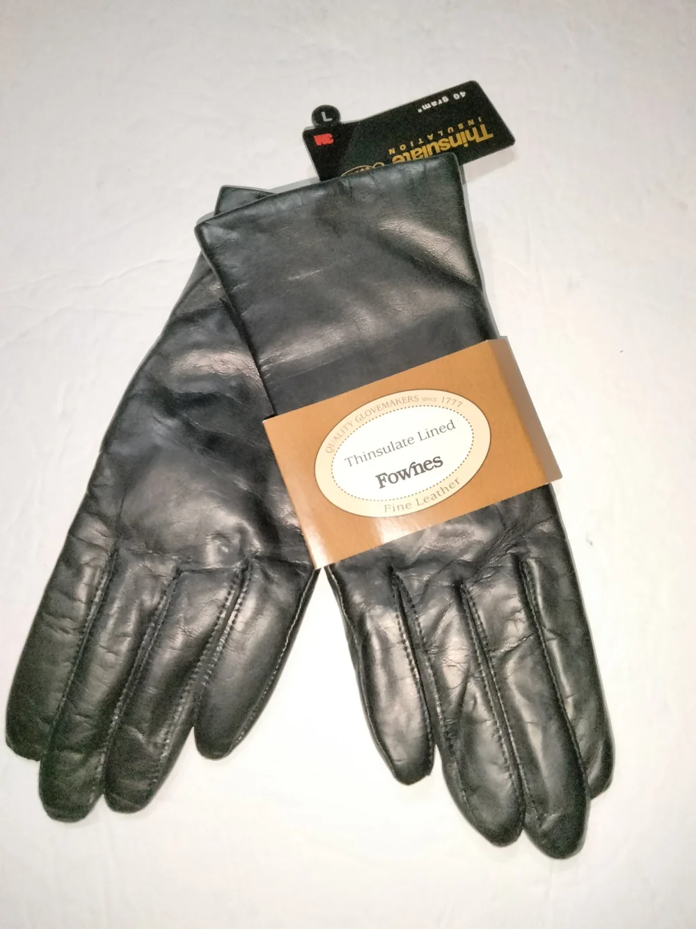 Fownes (Size L) Thinsulate-Lined Black Leather Classic Women’s Gloves (NEW-NWT)